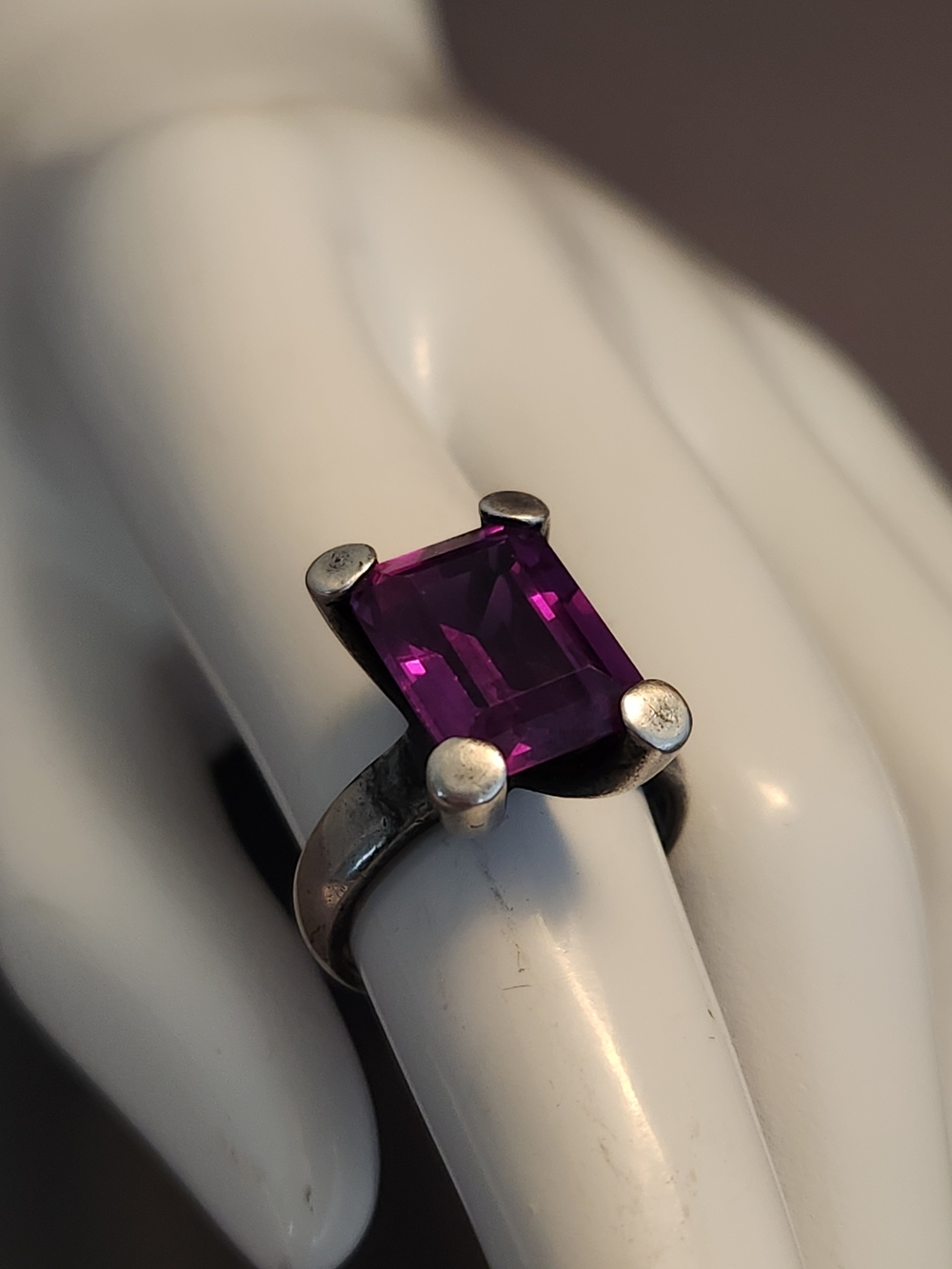 Purple Square-Cut Gemstone Ring